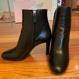 Prada Black Leather Heeled Booties